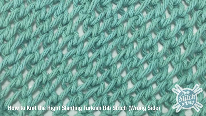 The Right Slanting Turkish Rib Stitch Knitting Stitch
