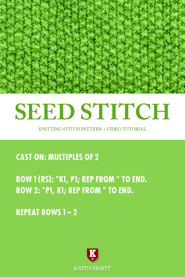 Seed Stitch Knitting Pattern Instructions
