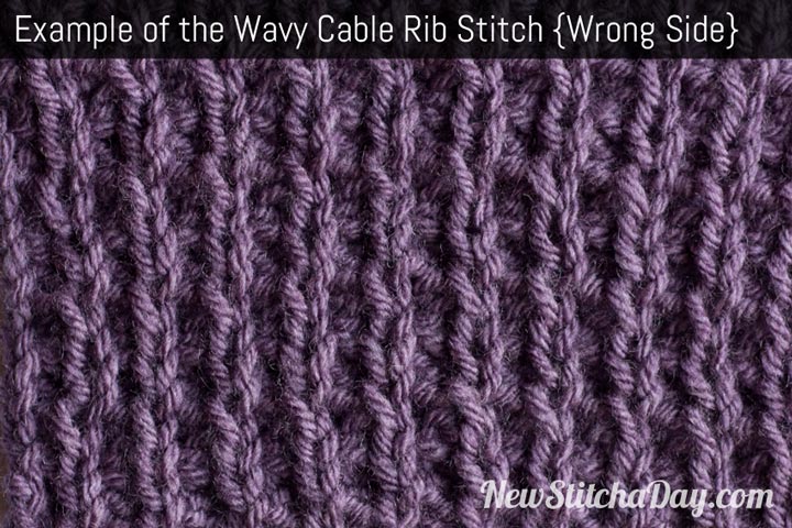 Example of the Wavy Cable Rib Stitch Wrong Side