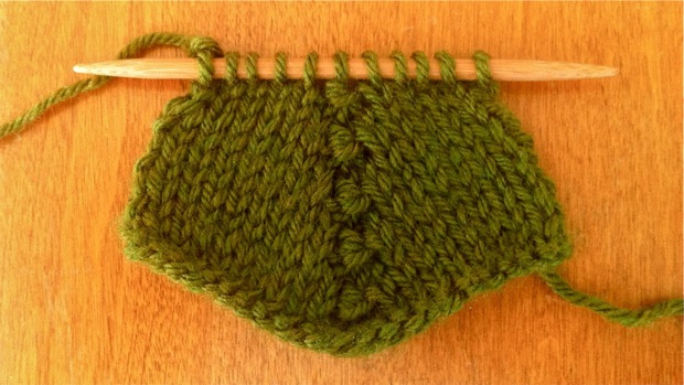 Example of the Purl Three Together Decrease (p3tog) on stockinette