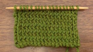 Example of twisted stockinette stitch with the purl rows purled through the back loop