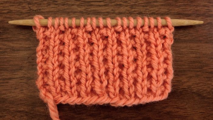 Example of the Seed Rib Stitch (Wrong Side)