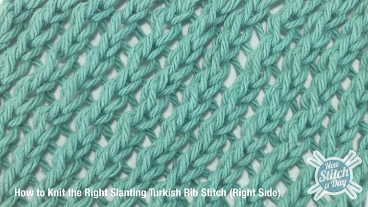 Example of the Right Slanting Turkish Rib Stitch Right Side