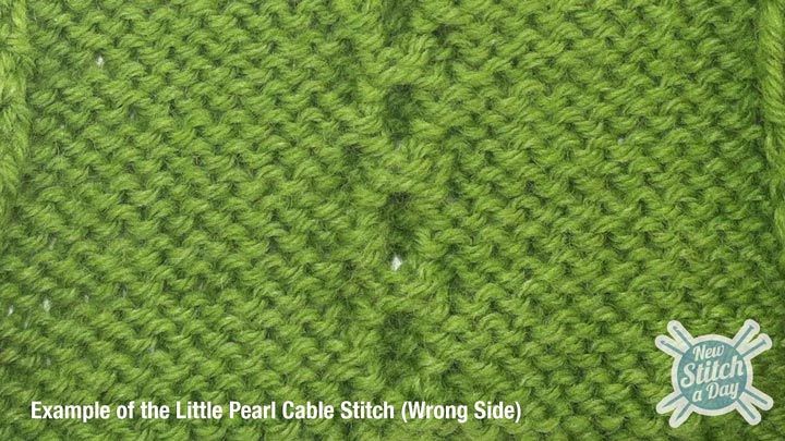 Example of the Little Pearl Cable Stitch Wrong Side