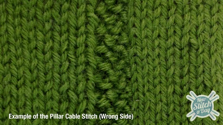 Example of the Pillar Cable Stitch Wrong Side