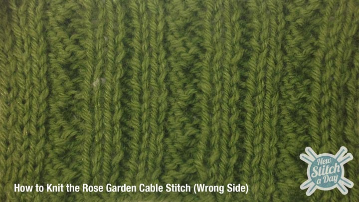 Example of the Rose Garden Cable Stitch (Wrong Side)