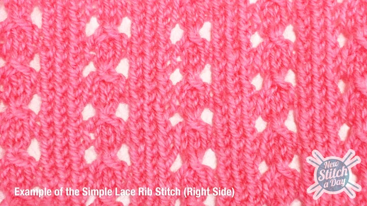 Example of the Simple Lace Rib Stitch Right Side