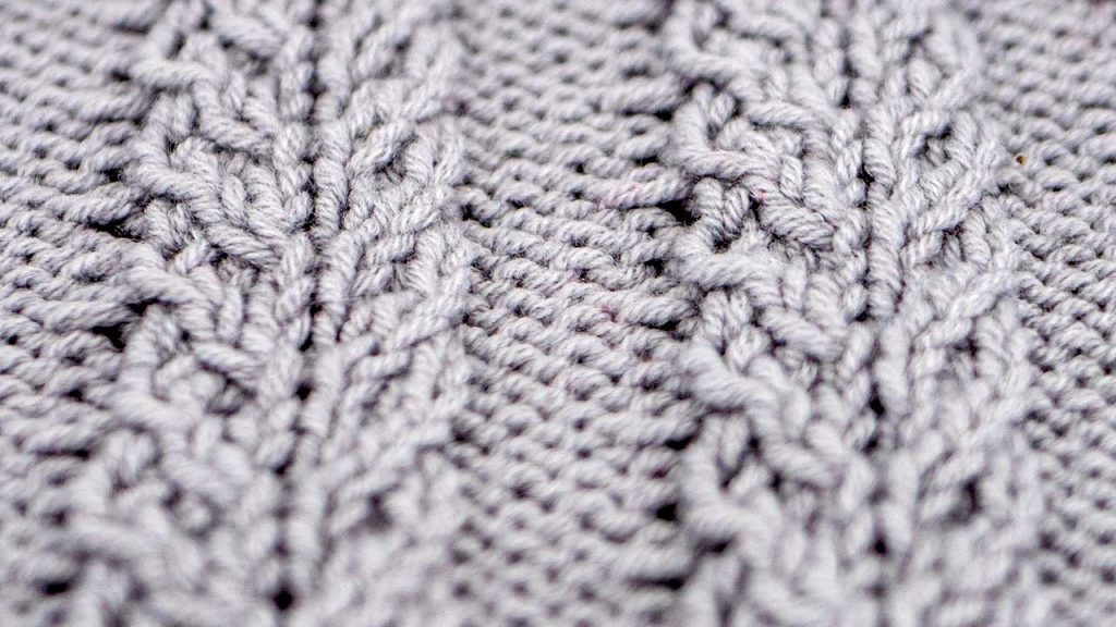 Close Up of the Horn Cable Stitch Knitting Pattern
