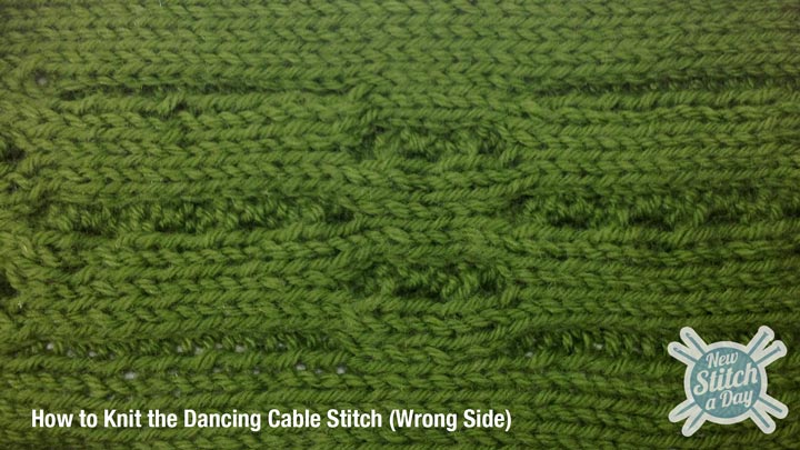 Example of the Dancing Cable Stitch Wrong Side