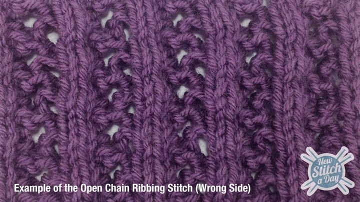 Example of the Open Chain Ribbing Wrong Side