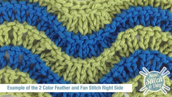 La 2 Color Feather and Fan Stitch Knitting Stitch