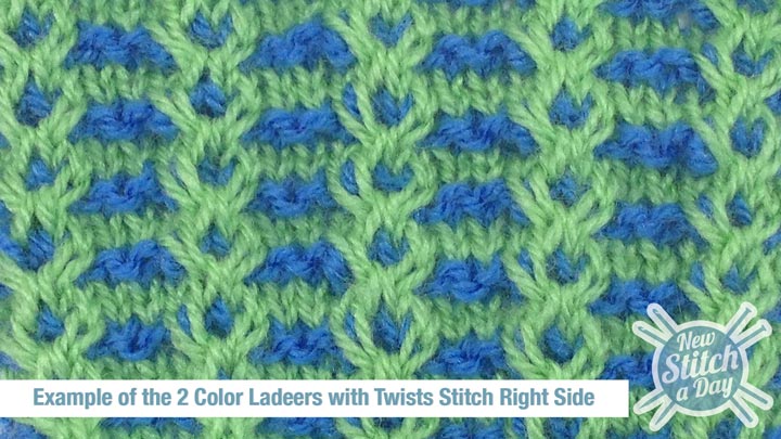 Example of the 2 Color Ladders with Twists Stitch Right Side