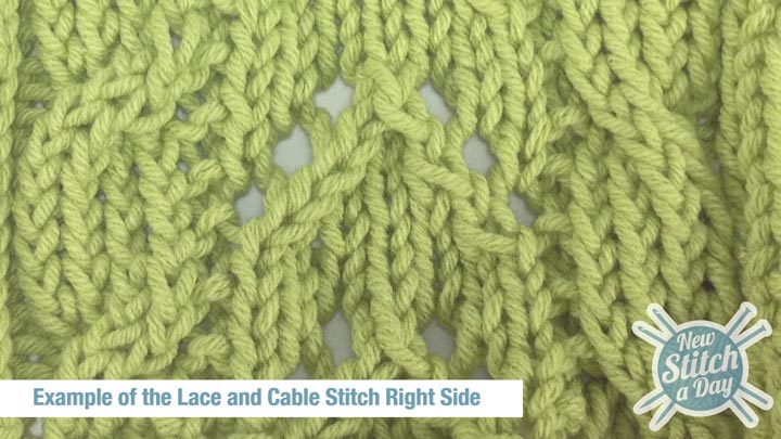 Example of the Lace and Cable Stitch Right Side