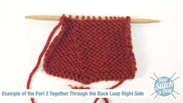 Example of the Purl 2 Together Through the Back Loop Right Side 