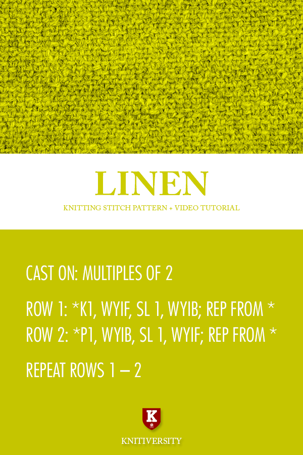Linen Stitch Knitting Pattern Instructions