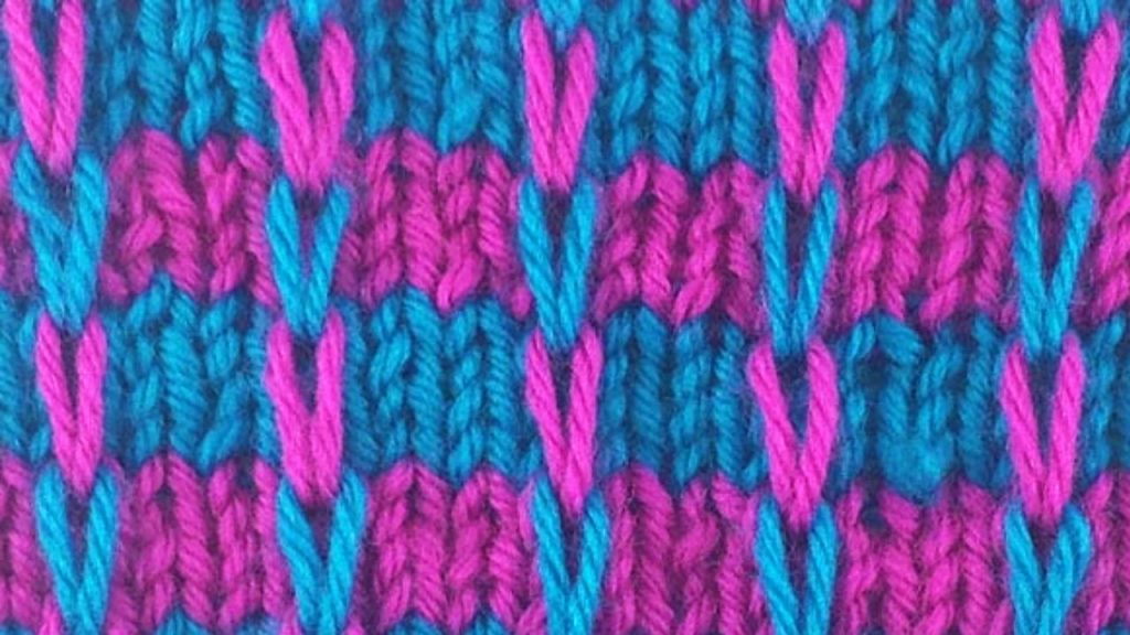 Example of the Ridge Check Mosaic Colorwork Knitting Stitch Pattern