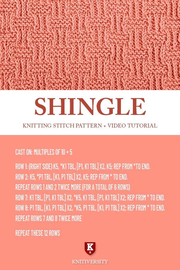 Shingle Stitch Knitting Pattern Instructions
