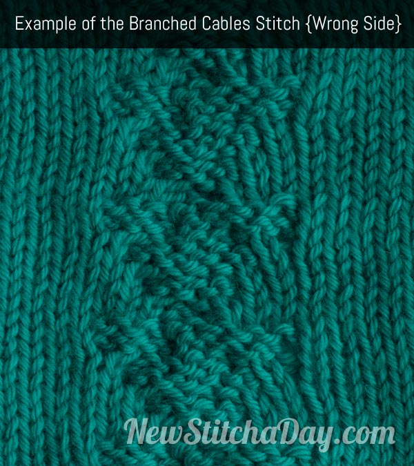 Example of the Branched Cable Stitch Wrong Side