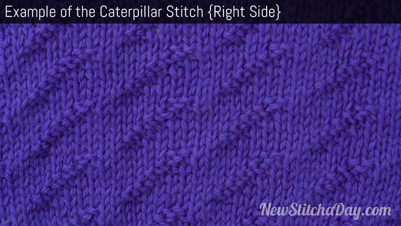 Example of the caterpillar stitch Right Side