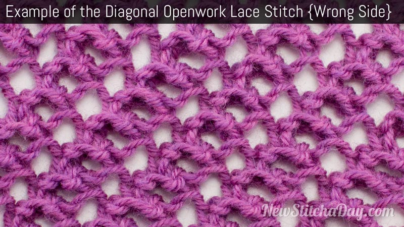 Example of the Diagonal Openwork Lace Stitch Wrong Side