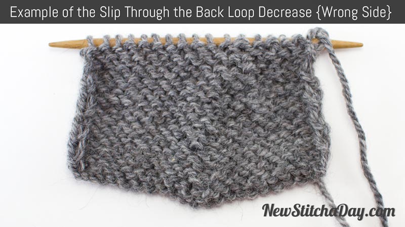 Example of the Slip Through the Back Loop Decrease Wrong Side