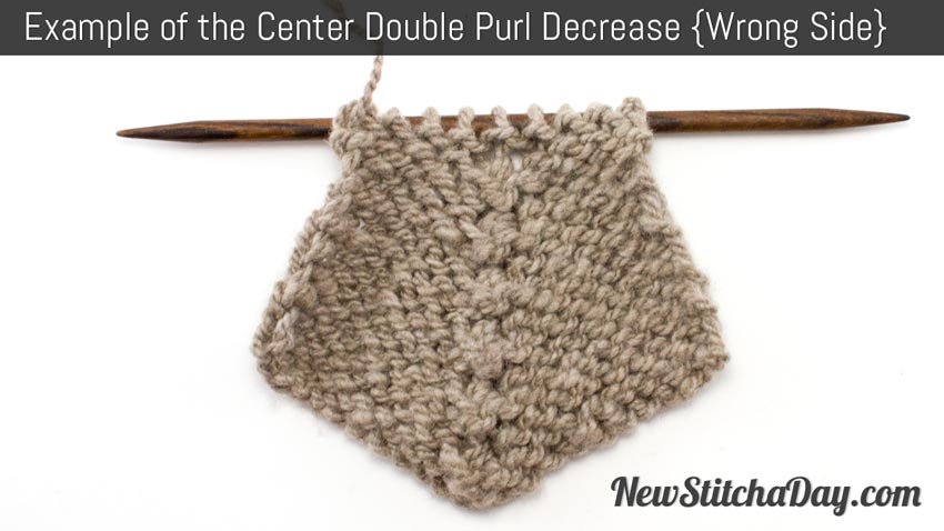 Example of the Center Double Purl Decrease Left Side
