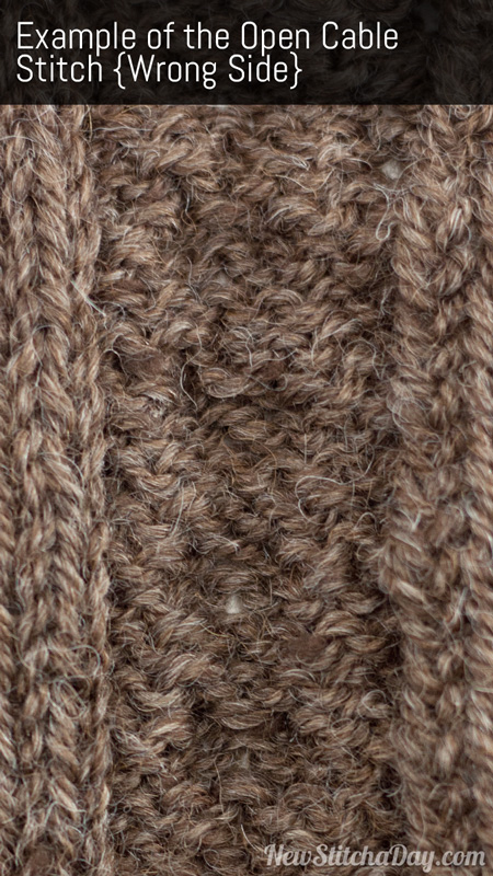 Example of the Open Cable Stitch Wrong Side