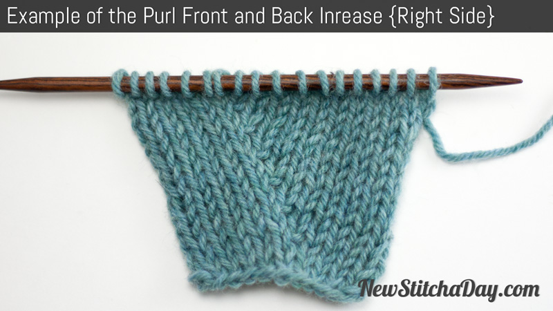 Example of the Purl Front and Back Increase (Right Side)