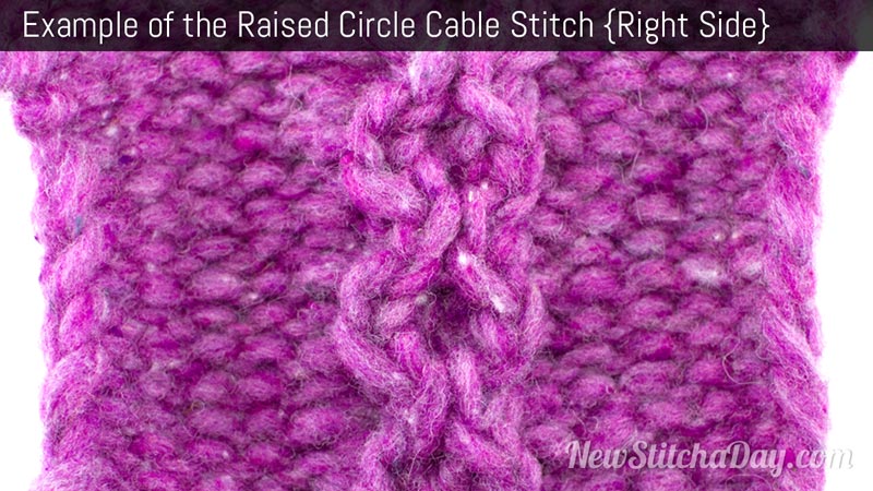 Example of the Raised Circle Cable Stitch Right Side
