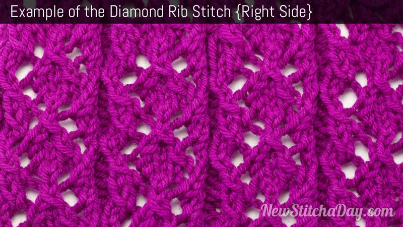 Example of the Diamond Rib Stitch. (Right Side)