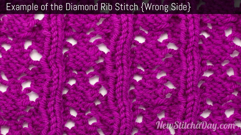 Example of the Diamond Rib Stitch. (Wrong Side)