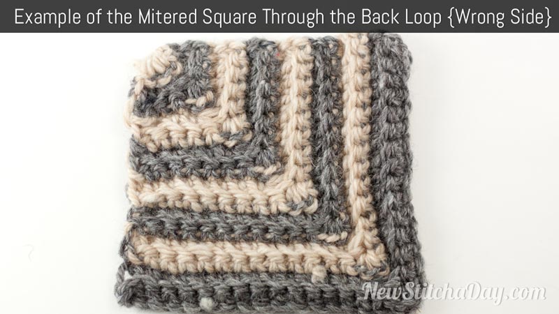 Example of the Mitered Square Through the Back Loop Wrong Side