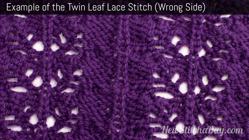Example of the Twin Leaf Lace Stitch Wrong Side