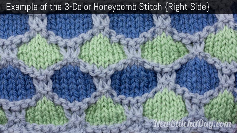 Example of the 3 Color Honeycomb Stitch. (Right Side)