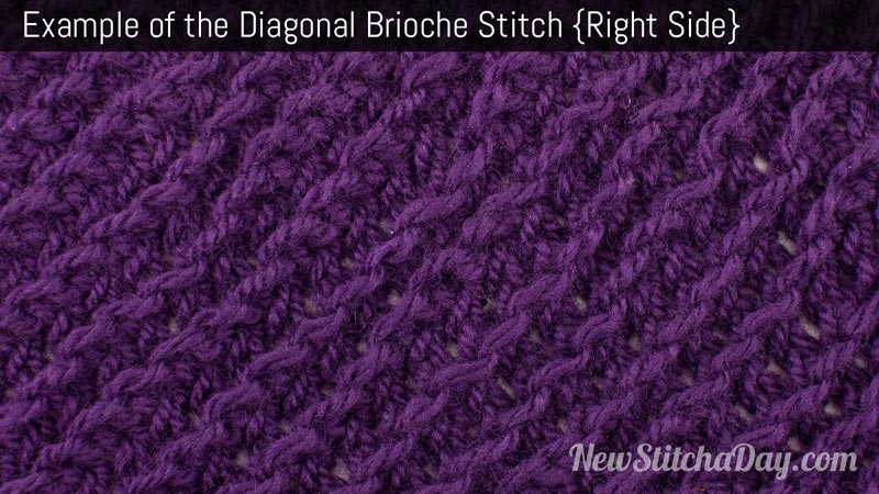 Example of the Diagonal Brioche Stitch. (Right Side)