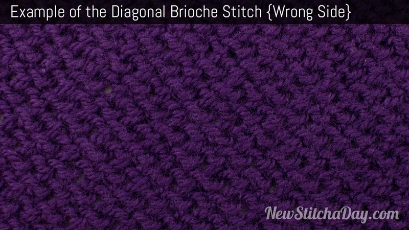 Example of the Diagonal Brioche Stitch. (Wrong Side)