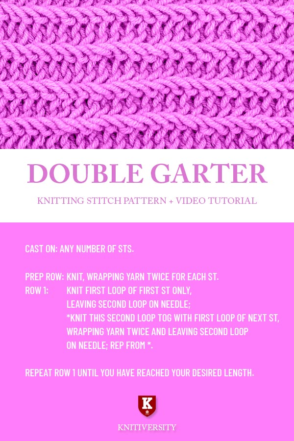 Double Garter Stitch Knitting Pattern Instructions