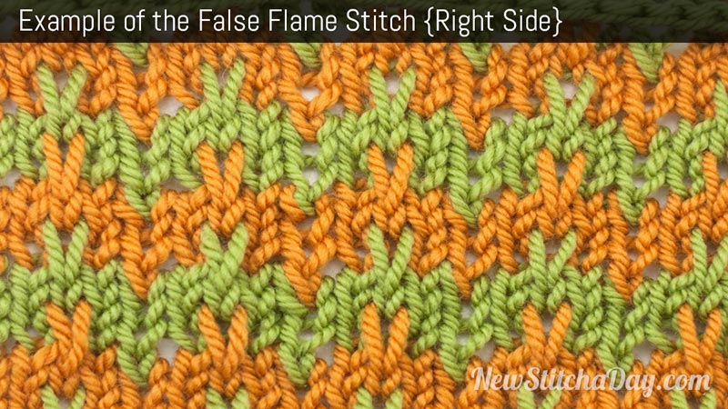Example of the False Flame Stitch. (Right Side)