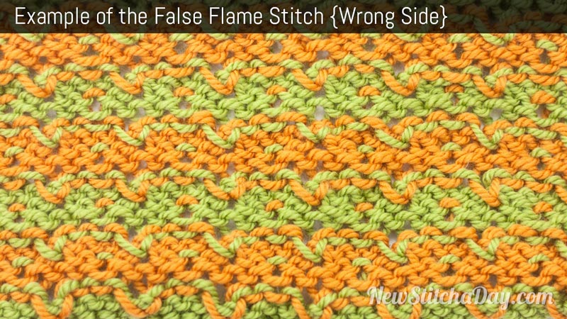 Example of the False Flame Stitch. (Wrong Side)