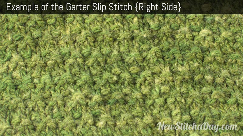 Example of the Garter Slip Stitch. (Right Side)