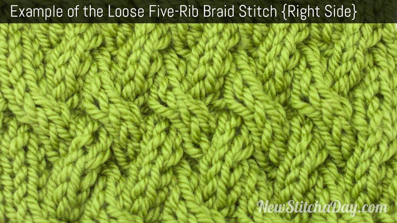 Example of the Loose Five Rib Braid Stitch. (Right Side)