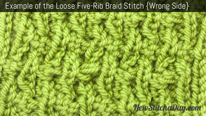 Example of the Loose Five Rib Braid Stitch. (Wrong Side)