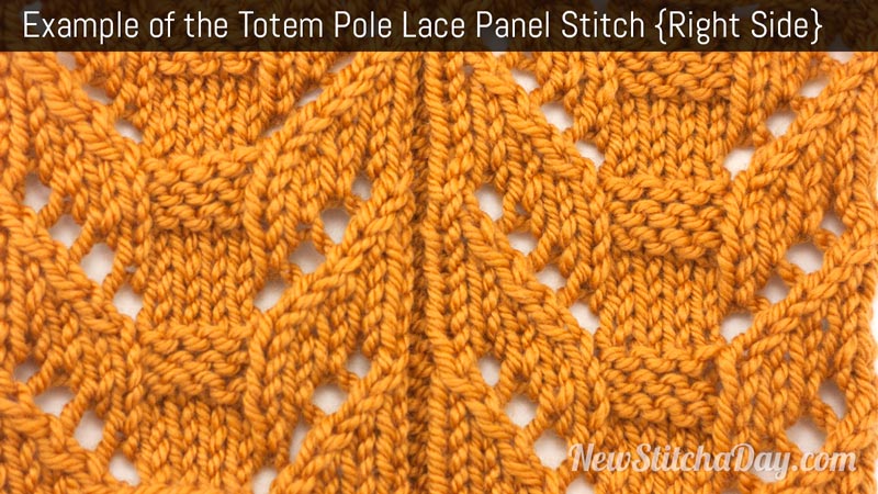 Example of the Totem Pole Lace Panel Stitch. (Right Side)