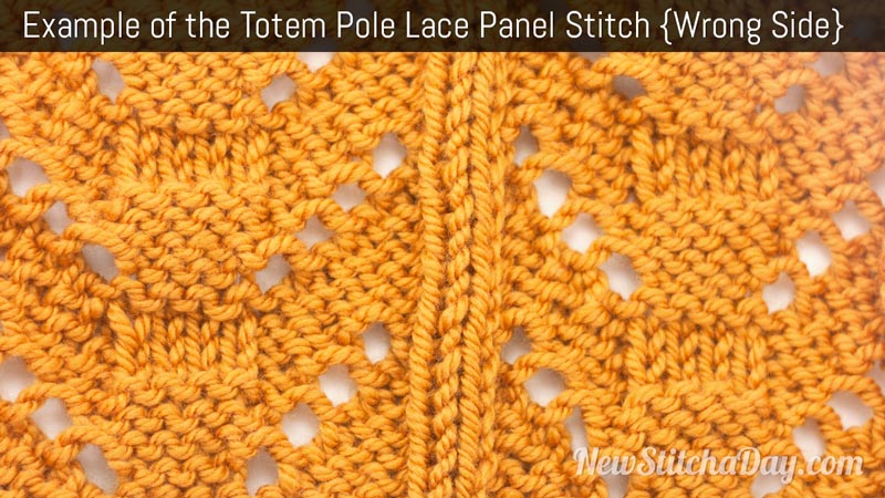 Example of the Totem Pole Lace Panel Stitch. (Wrong Side)