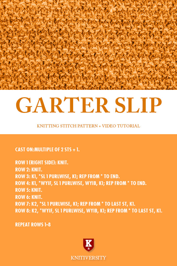 Garter Slip Stitch Knitting Pattern Instructions