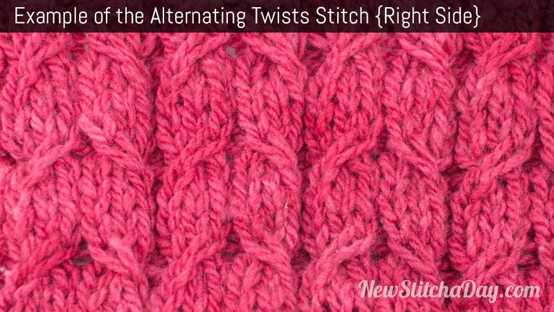 Example of the Alternating Twists Stitch. (Right Side)