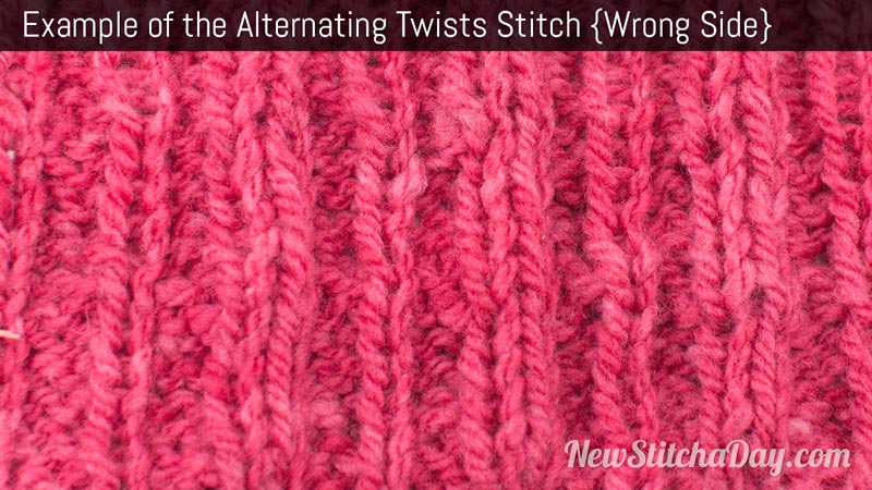Example of the Alternating Twists Stitch. (Wrong Side)