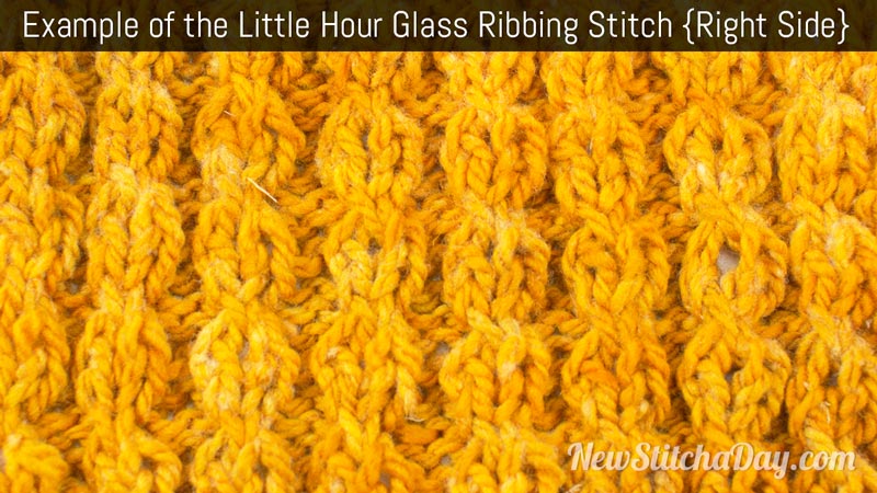 Example of the Little Hour Glass Ribbing Stitch. (Right Side)