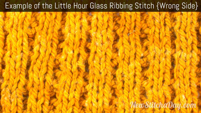 Example of the Little Hour Glass Ribbing Stitch. (Wrong Side)