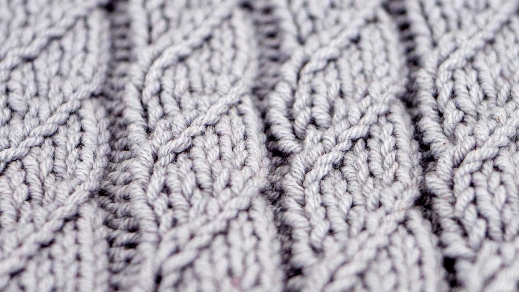 Detail of the Pillar Spiral Cable Stitch Knitting Pattern